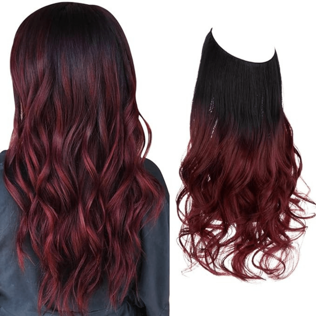 Black to Wine Red Ombre + 1 FREE HALO / 18 Inch / Vip Price