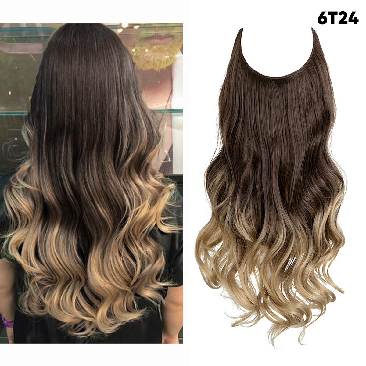 Dark Brown to Ash Blonde + 1 FREE HALO / 14 Inch / Vip Price